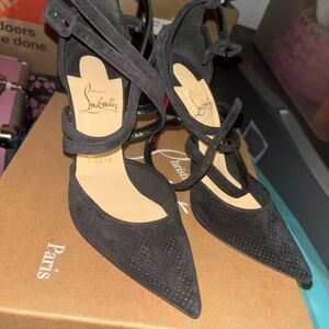 Christian Louboutin Black Suede Heels with Studded Detail